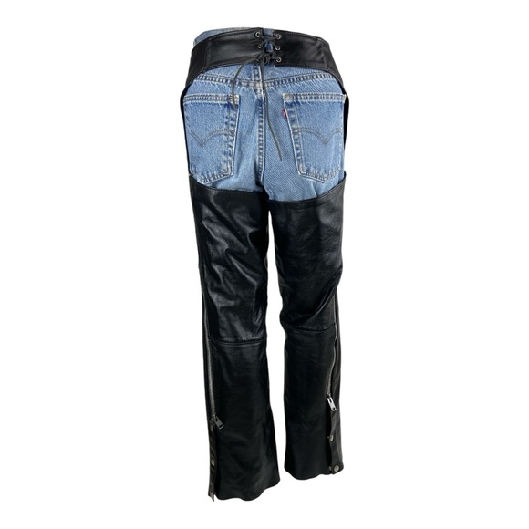 Steer Brand Women’s Blk Leather Motorcycle Biker Chaps Riding Pants - Picture 14 of 16